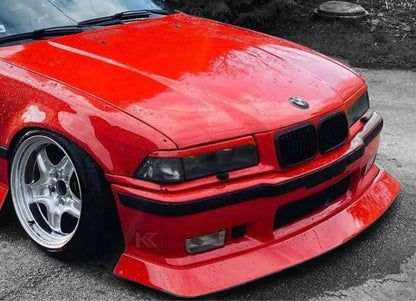 BMW E36 JDM Style Front Lip V2 by K2 Industries, sleek black front lip for 1992-1999 BMW E36 models, enhances sporty look.