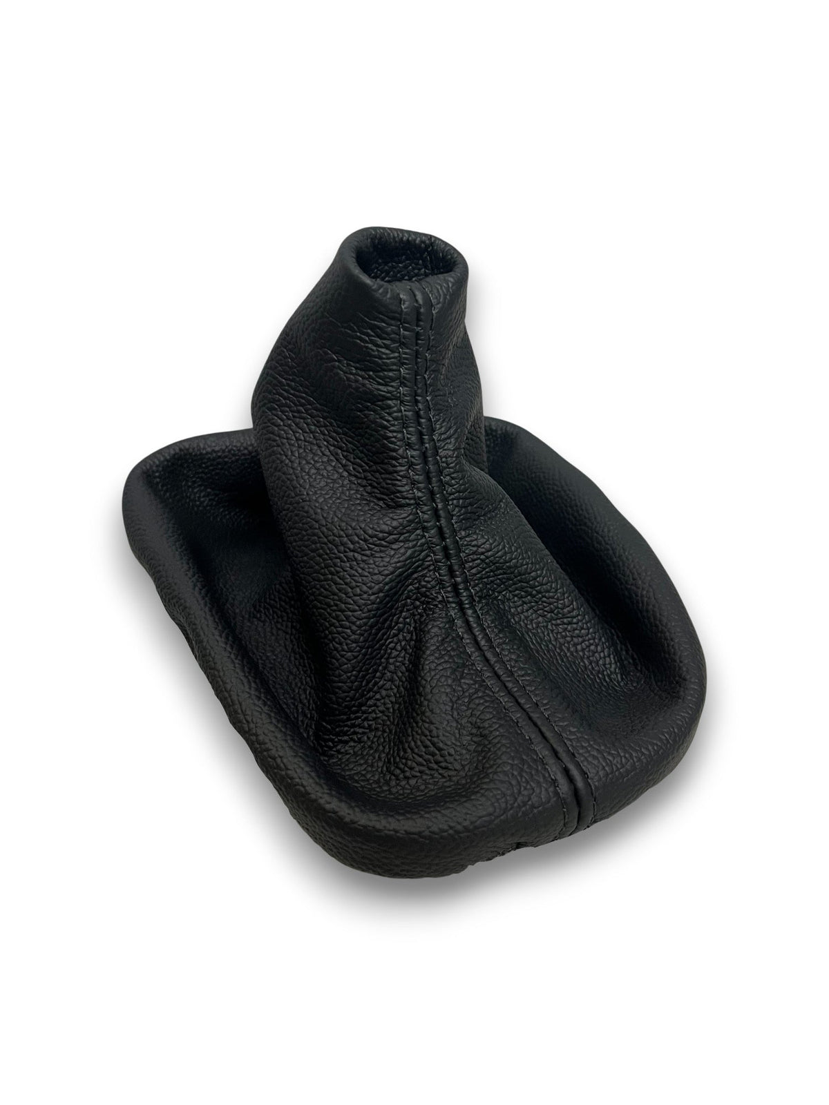 Genuine top grain leather BMW E36 E46 manual shift boot cover with retainer frame, crafted by JTS Custom Upholstery.
