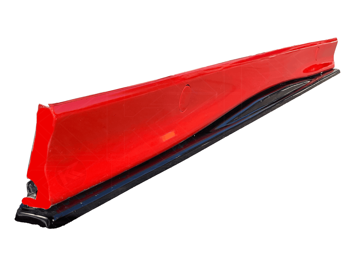 Black BMW E36 M3 Series 3 side skirt extensions by K2 Industries, designed for 1992-1999 model years, shown from the side.