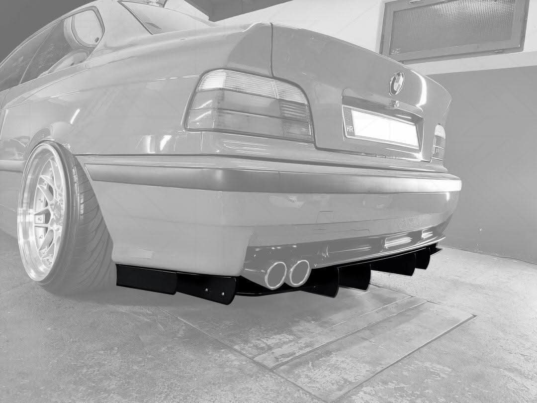 BMW E36 Precision Aluminum Diffuser V1 by K2 Industries, showcasing the sleek, lightweight diffuser designed for 1992-1999 models.