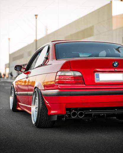 BMW E36 Precision Aluminum Diffuser V1 by K2 Industries, showcasing a sleek, lightweight diffuser designed for 1992-1999 models.
