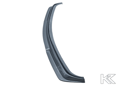 BMW E36 Rieger front lip in carbon style for non-M models, made by K2 Industries, shown installed on the front bumper.