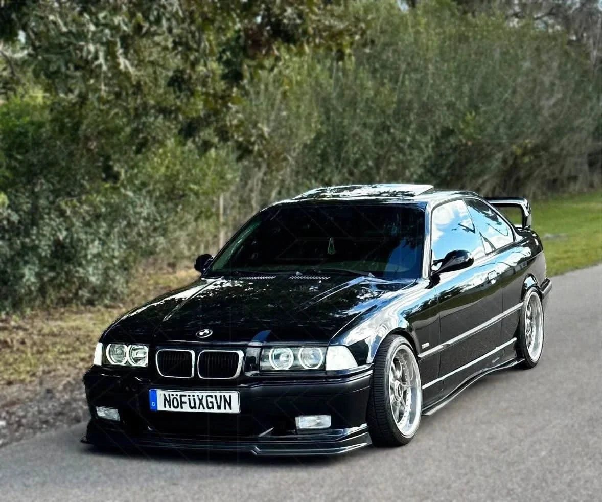 BMW E36 Rieger front lip for M3, made by K2 Industries, enhancing the sporty look of 1990-1999 BMW E36 models.
