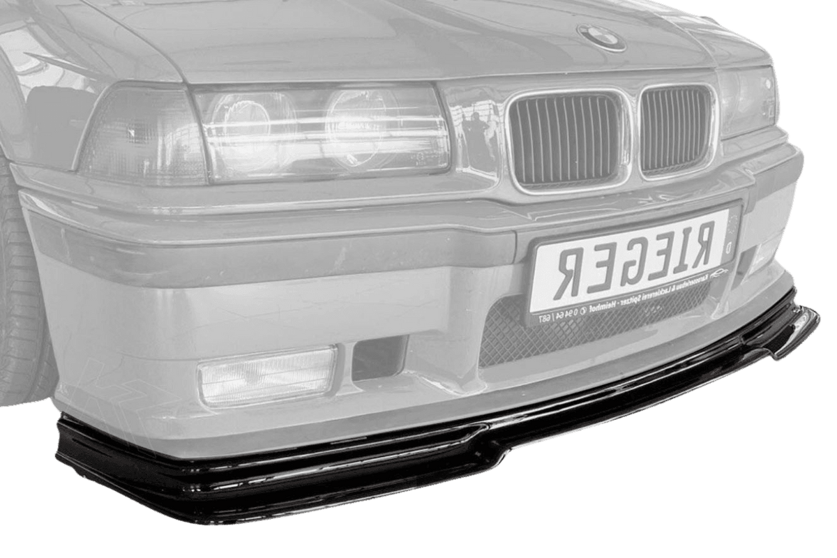 BMW E36 Rieger front lip for M3, K2 Industries, 1990-1999, car front lip spoiler with sleek aerodynamic design.