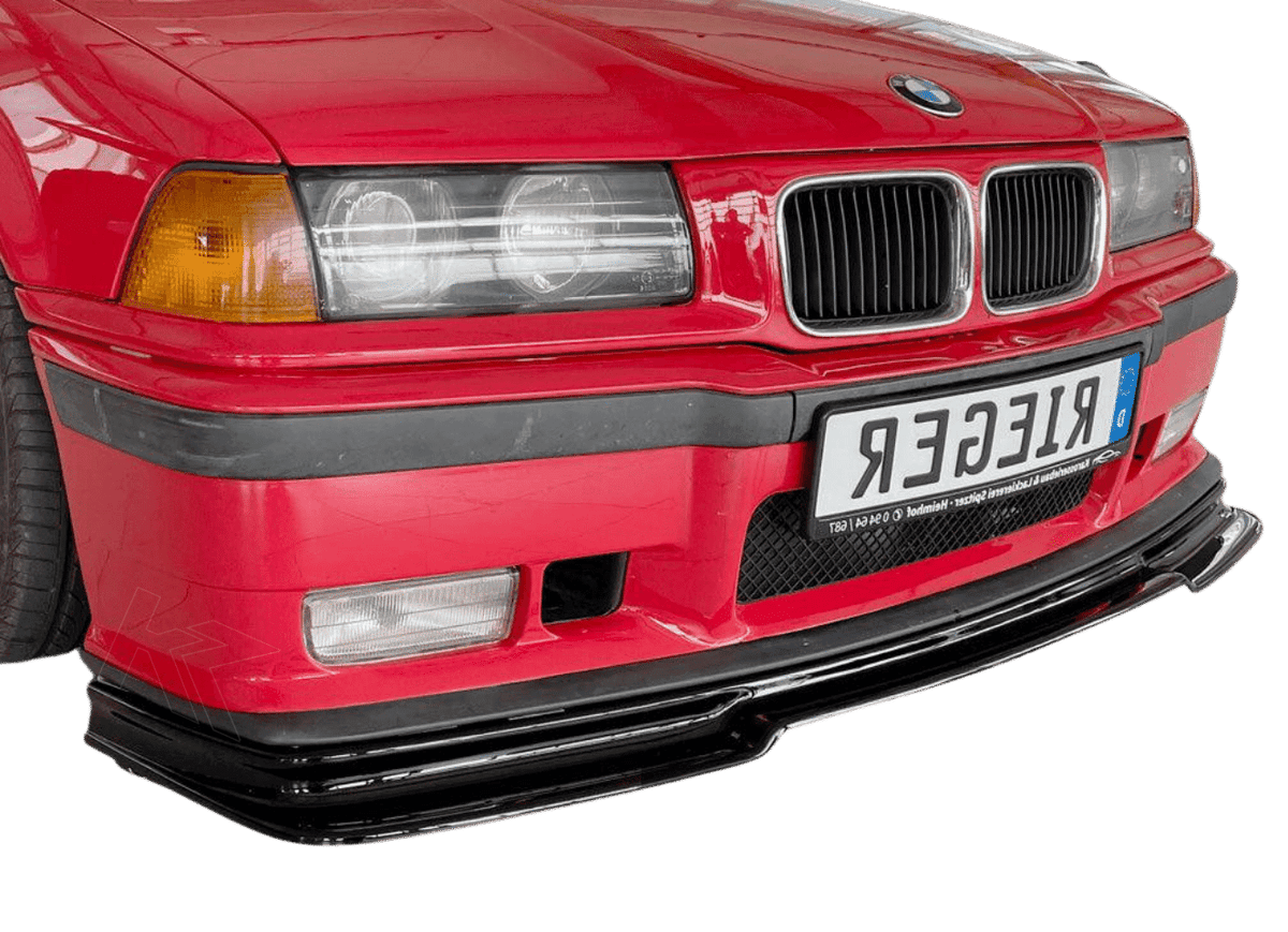 BMW E36 Rieger M3 front lip by K2 Industries, showcasing the sleek, aerodynamic design for 1990-1999 BMW E36 models.