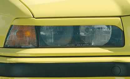 BMW E36 Rieger Headlight Eyebrows for Sedan, Compact, Wagon by K2 Industries, fits 1990-1999 models, enhances headlight appearance.