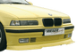 BMW E36 Rieger non-M front lip for 1990-1999 models by K2 Industries, shown in black with aerodynamic design.