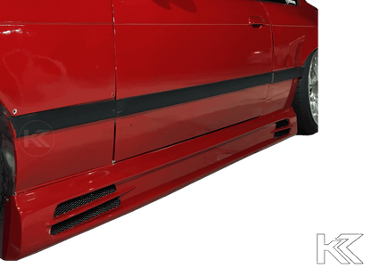 BMW E36 Rieger Vented Side Skirts by K2 Industries, Type 1, for 1990-1999 models, featuring sleek vented design.