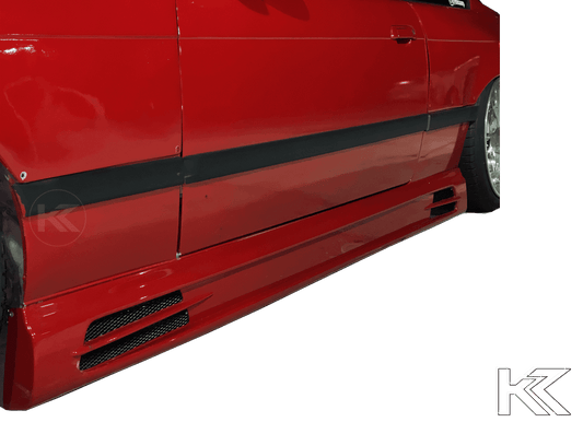 BMW E36 Rieger Vented Side Skirts by K2 Industries, Type 1, for 1990-1999 models, featuring sleek vented design.
