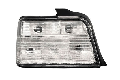 BMW E36 Sedan custom clear tail lights V3 by K2 Industries, showing sleek, transparent design for 1992-1999 model year.