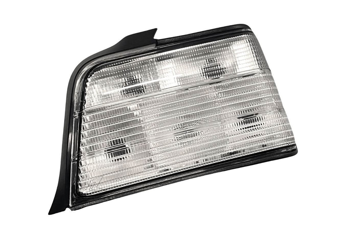 BMW E36 Sedan custom clear tail lights V3 by K2 Industries, showing sleek design and clear lens for 1992-1999 models.
