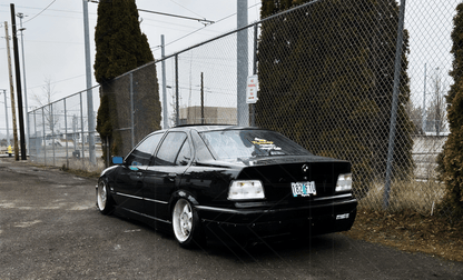BMW E36 Sedan custom clear tail lights by K2 Industries, V3 style, for 1992-1999 model with sleek, modern design.