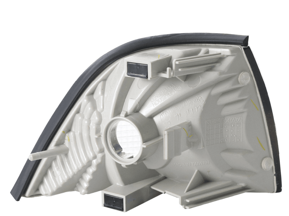 BMW E36 Sedan and Compact Clear Corner Lights by K2 Industries, showing the sleek, transparent lens and mounting details.