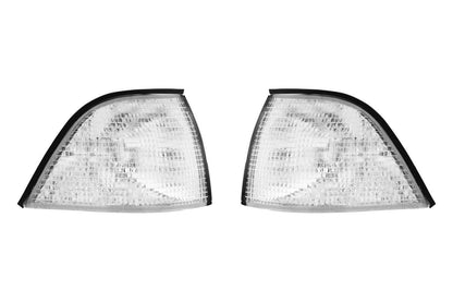 BMW E36 Series 3 clear OEM style corner and signal lights by K2 Industries for 1992-1999 model, showing front corner lights.