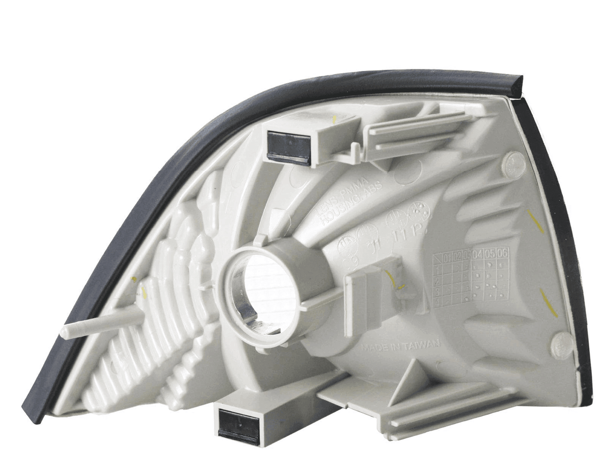 BMW E36 Series 3 clear OEM style corner and signal lights by K2 Industries, for models 1992-1999, showing close-up of lights.