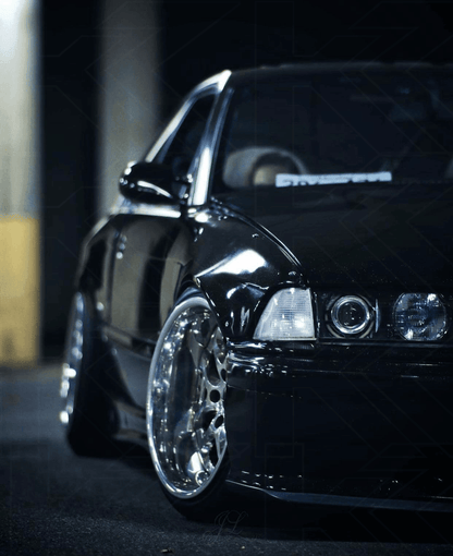 BMW E36 Series 3 clear OEM-style corner and signal lights by K2 Industries, compatible with 1992-1999 models, shown installed.