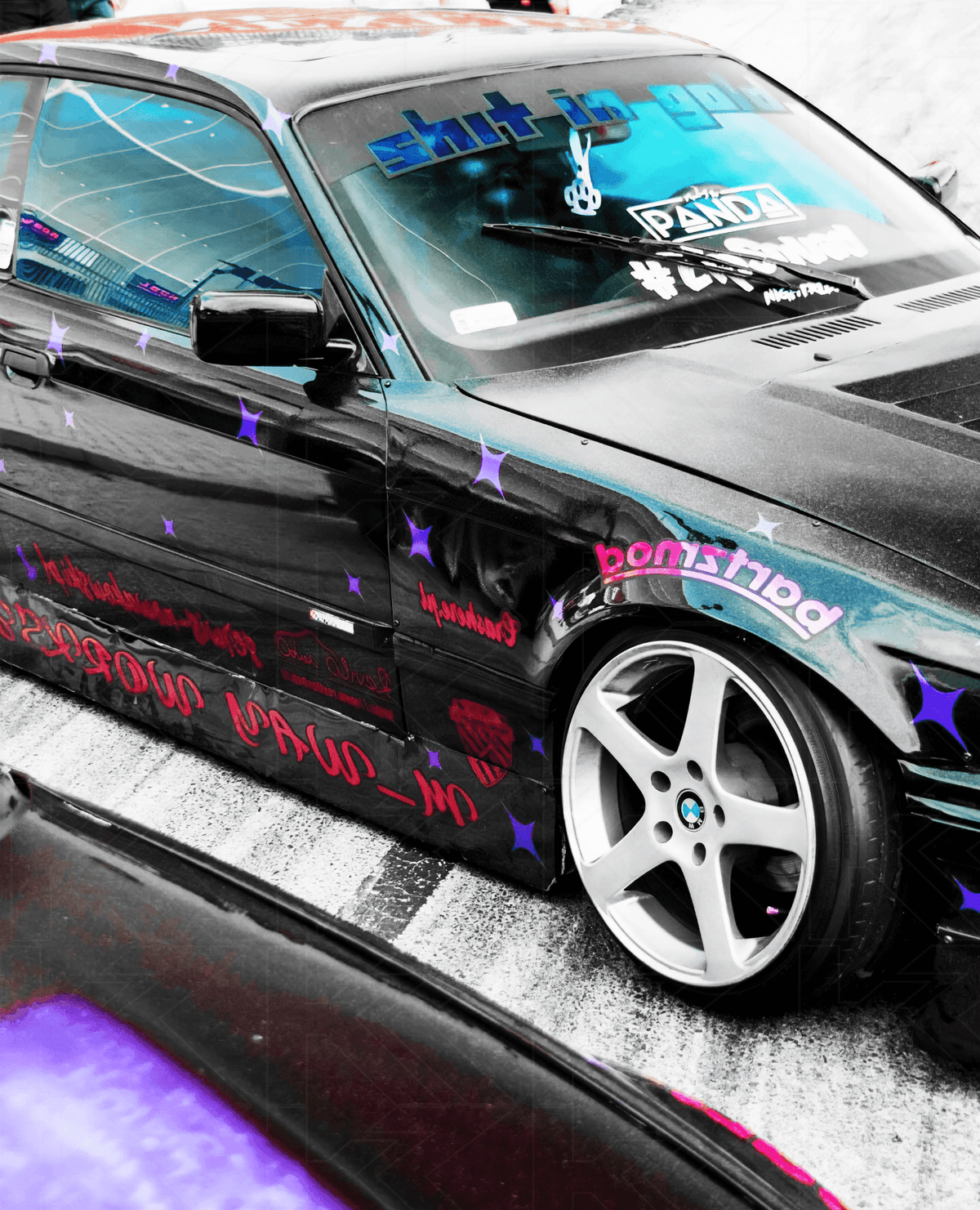 BMW E36 Series 3 trunk spoiler with drag wing style from K2 Industries, installed on a 1992-1999 model.