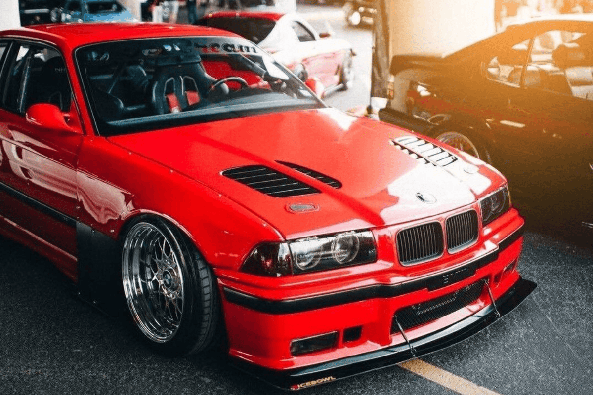BMW E36 Series 3 GTR-inspired front hood gills by K2 Industries, vented hood vents for 1990-1999 BMW E36 models.