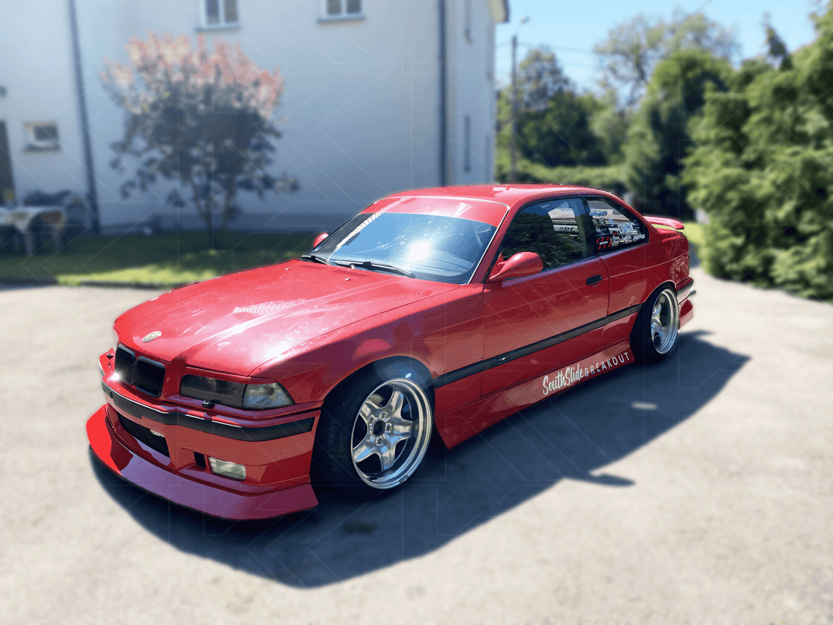 BMW E36 Series 3 JDM Style side skirt by K2 Industries, showing sleek black exterior design for 1992-1999 models