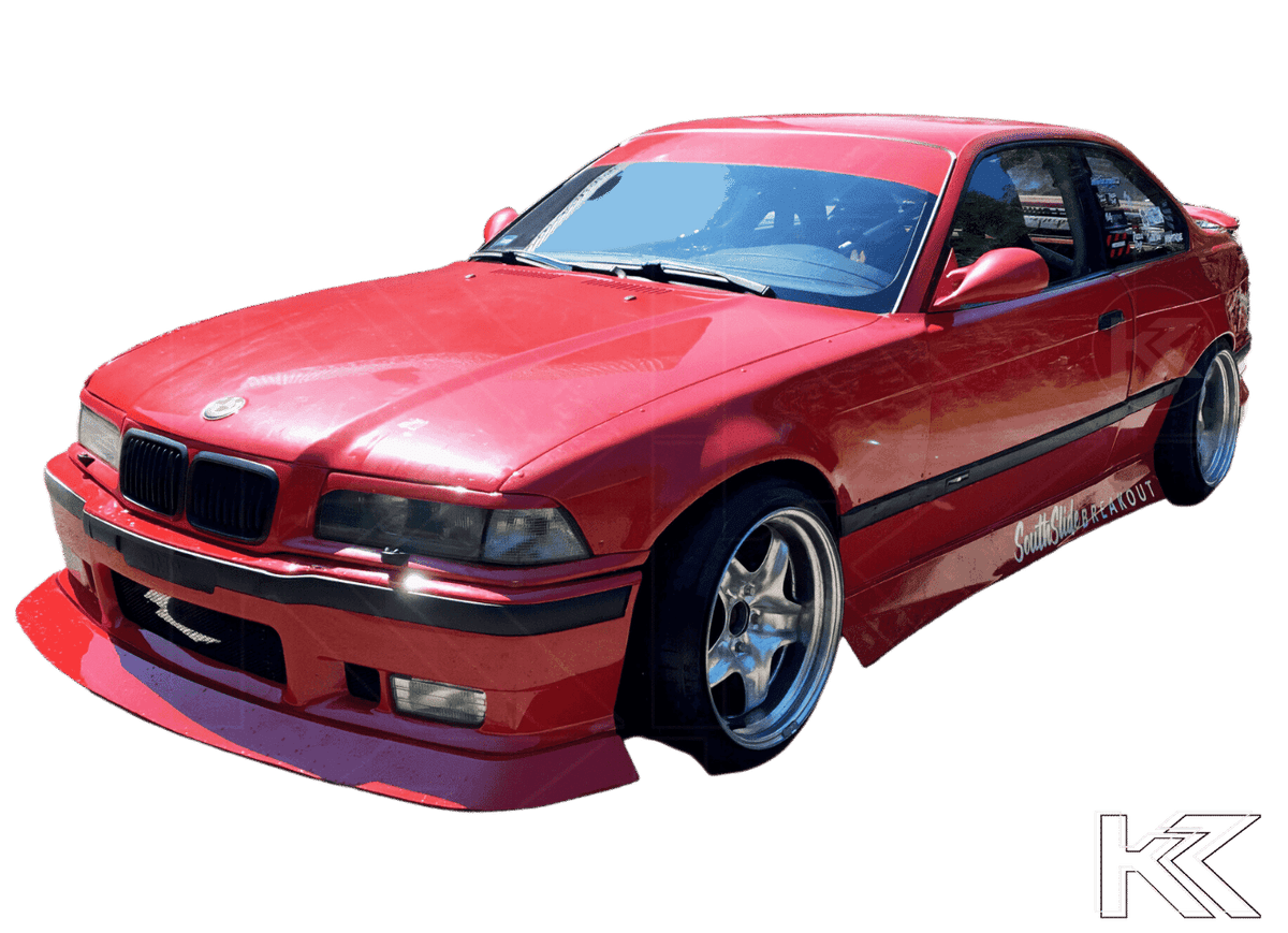 BMW E36 Series 3 JDM style side skirt by K2 Industries, automotive body kit accessory for 1992-1999 model.