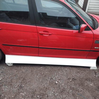 BMW E36 Series 3 JDM style side skirt by K2 Industries, designed for 1992-1999 models, shown installed on the car's side.