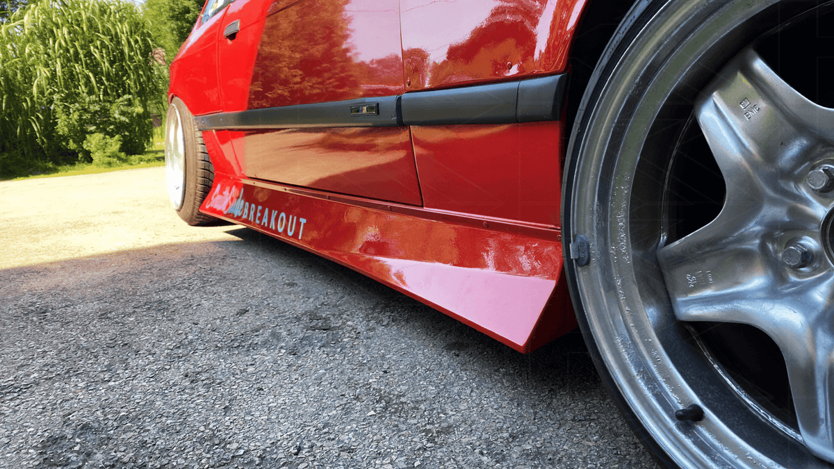 BMW E36 Series 3 JDM Style side skirt by K2 Industries, aftermarket body kit component for 1992-1999 models, black finish