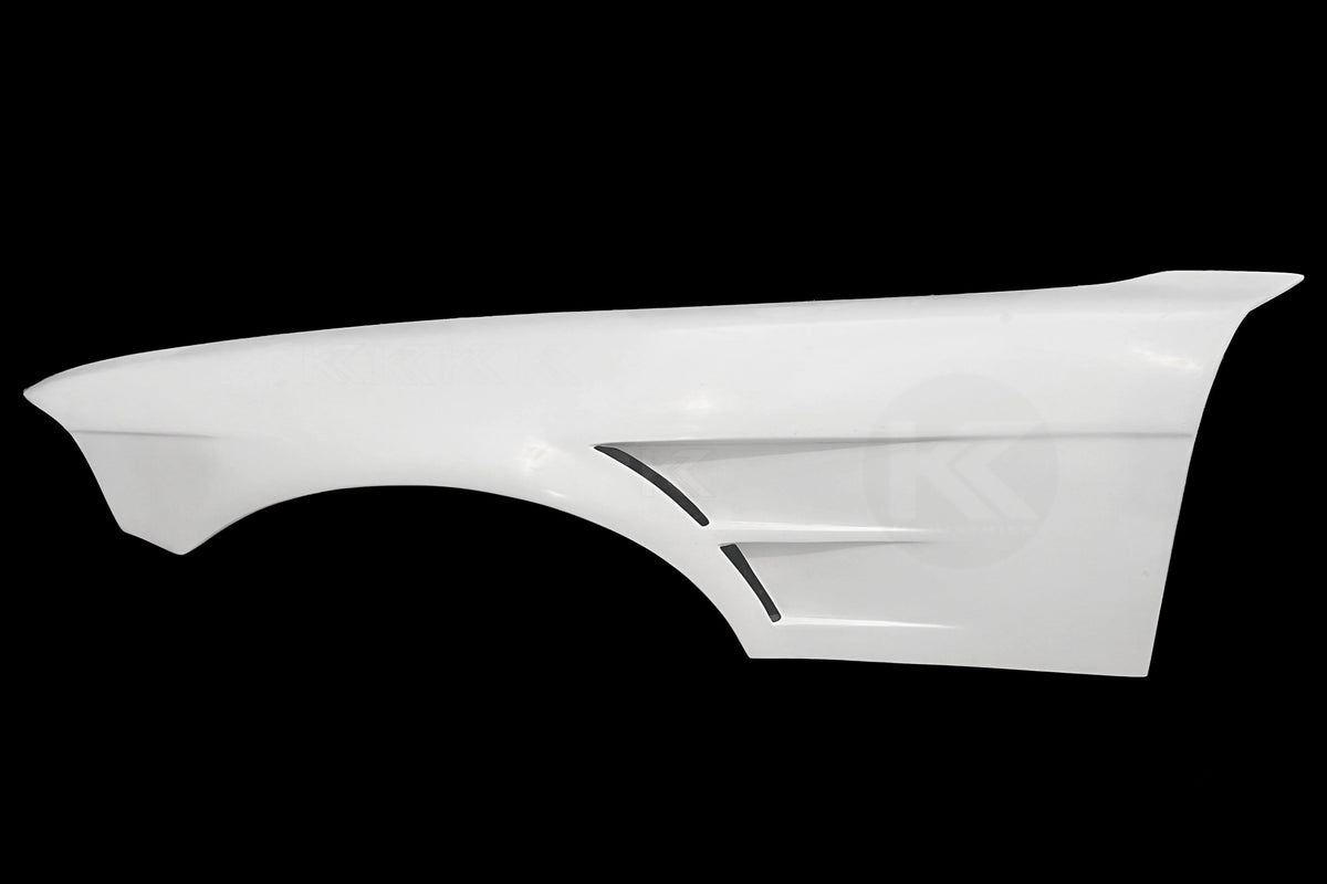 BMW E36 Vented Front Over-Fenders by K2 Industries, set of 2, showing vented design and fitment for 1990-1999 models