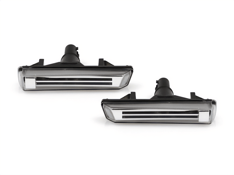 BMW E38 7-Series E46 M3 side indicator light with clear smoke lens and white LED, designed for 1995-2006 models by K2 Industries.