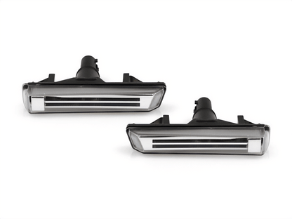 BMW E38 7-Series E46 M3 side indicator light with clear smoke lens and white LED, designed for 1995-2006 models by K2 Industries.