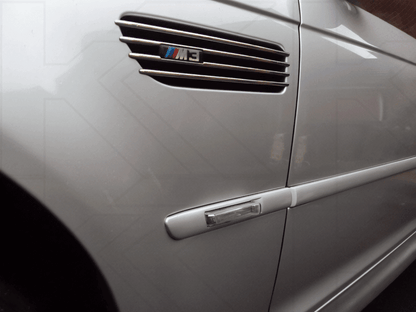 BMW E38 E46 M3 crystal side indicator light with clear and smoke lenses, amber and white LED markers from K2 Industries.