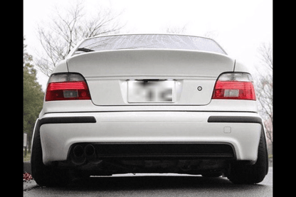 BMW E39 Series 5 CSL-inspired ducktail trunk spoiler by K2 Industries, showing the sleek, aerodynamic design on the car's rear.