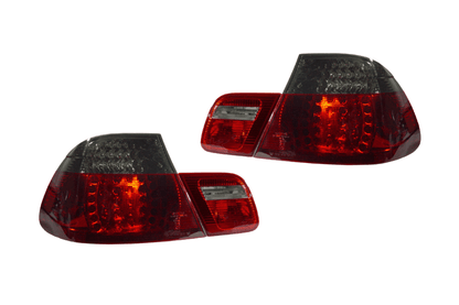 BMW E46 2D Depo LED Tail Lights set by K2 Industries, four-piece tail light assembly for 1999-2003 BMW E46 models.