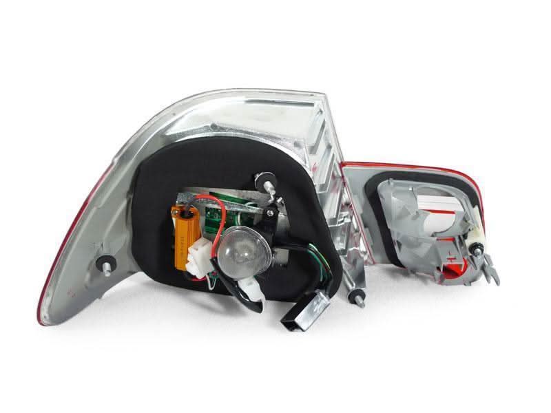 BMW E46 2D Depo LED tail lights set by K2 Industries, 4-piece rear lighting for 2004-2006 BMW E46 models.
