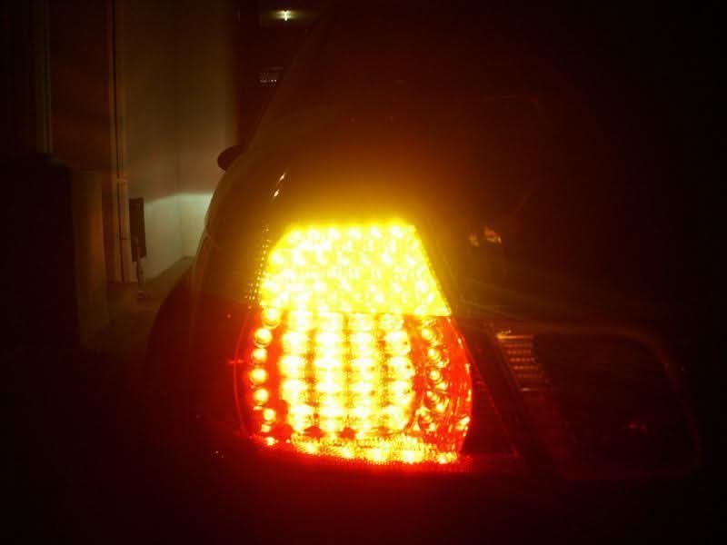 BMW E46 2D Depo LED tail lights set by K2 Industries, 4-piece assembly, for 2004-2006 BMW E46 models, shown in the image.