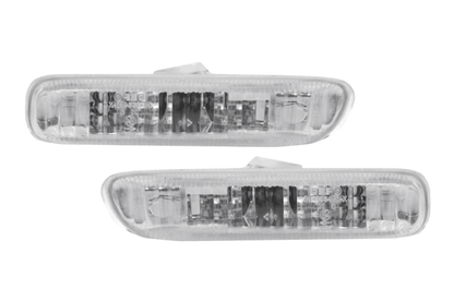 BMW E46 2D Cabrio and 1999-2003 BMW 4D/5D side indicator lights by K2 Industries, crystal clear or smoke lens, close-up view