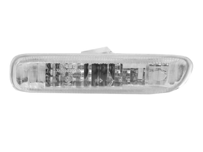 BMW E46 2D Cabrio and 99-01 4D/5D side marker lights by K2 Industries in crystal clear or smoke finish, showing the lights on the vehicle.