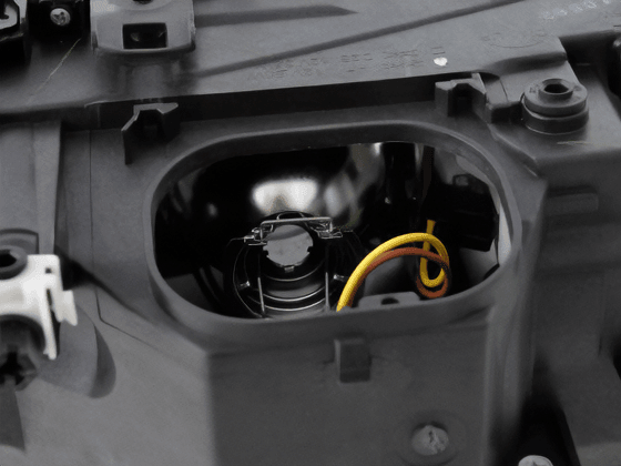 BMW E46 3-Series Coupe black OE+ Angel Eyes headlights by K2 Industries, featuring sleek design for 2002-2005 models