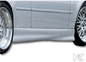 BMW E46 coupe and convertible side skirts by K2 Industries, Rieger "Twisty" style, shown on the vehicle's side profile.