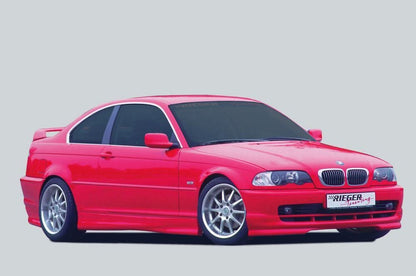 BMW E46 coupe and convertible with K2 Industries Rieger Twisty side skirts, showcasing sleek, sporty exterior styling.