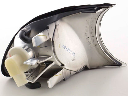 BMW E46 coupe and convertible smoked clear clip-on corner lights by K2 Industries, for models 1998-2001, shown in the image.