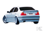 BMW E46 Sedan Rieger Rear Skirt Extension V1 by K2 Industries, side skirt upgrade for 1998-2001 model with detailed design.