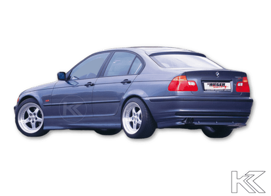 BMW E46 Sedan Rieger Rear Skirt Extension V1 side skirts by K2 Industries for 1998-2001 model, showing the rear side profile.