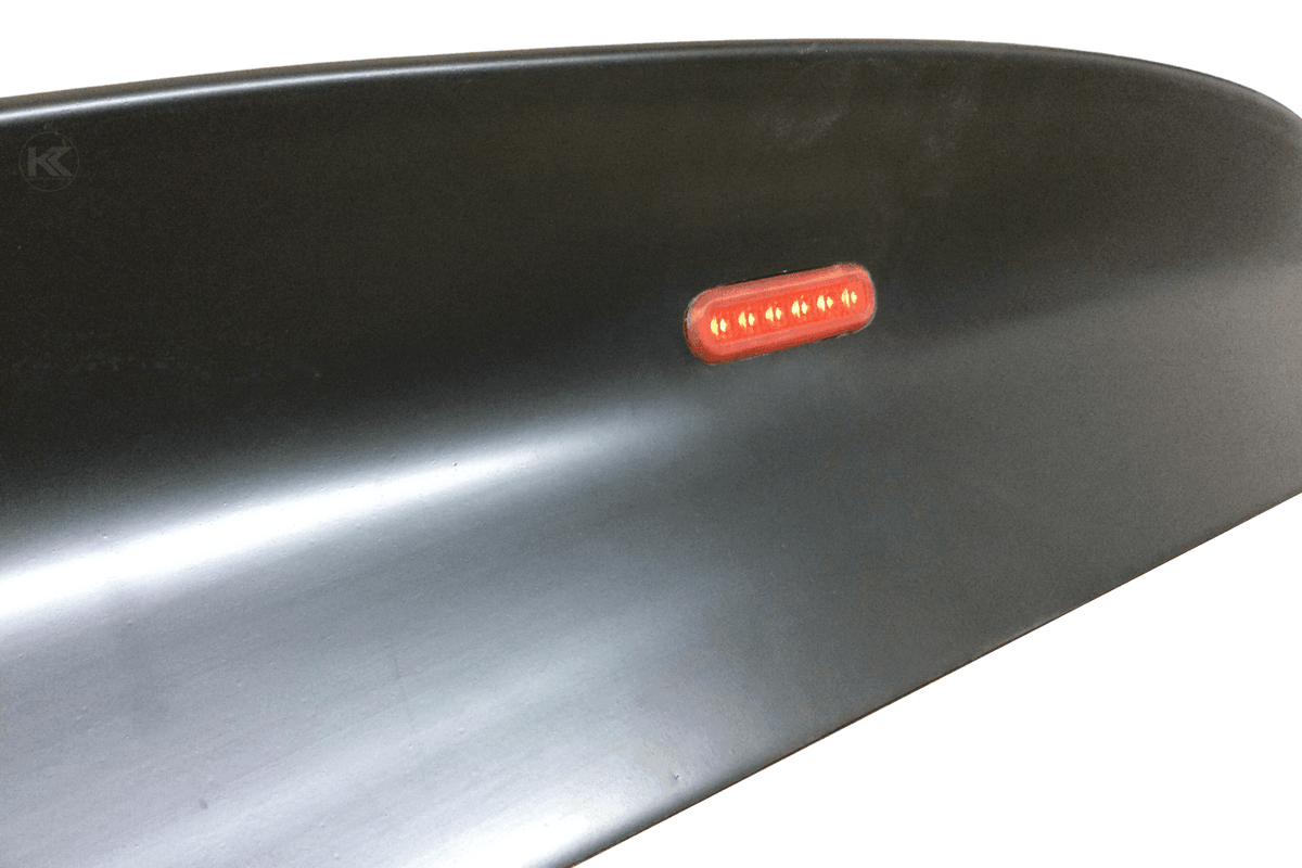 BMW E46 Sedan Series 3 CSL Inspired Ducktail Spoiler by K2 Industries, showcasing its sleek design on the car's rear.