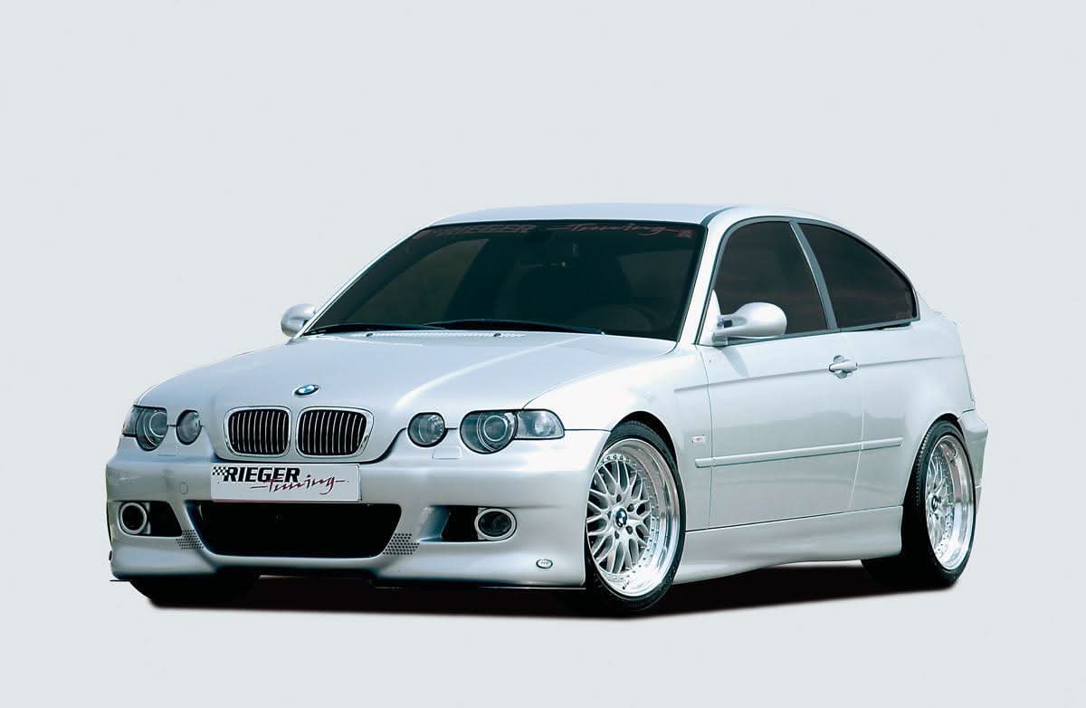 BMW E46 Sedan/Compact/Touring Rieger Twisty Side Skirts by K2 Industries installed on the vehicle.