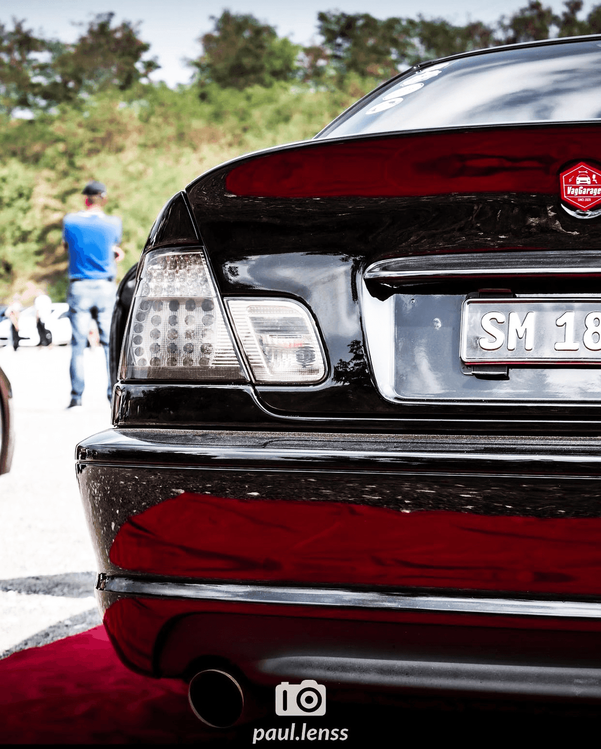 BMW E46 Coupe clear smoked LED tail lights by K2 Industries, showing the sleek design and smoked lens detail.