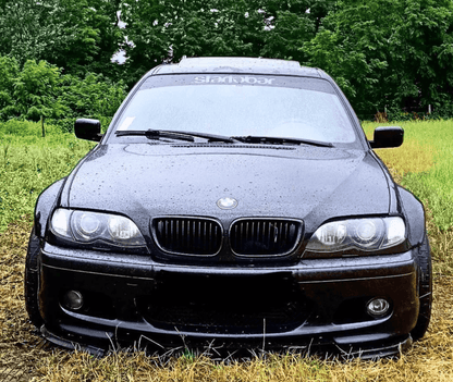BMW E46 Touring Series 3 wide body kit by K2 Industries, featuring custom fenders, side skirts, and aerodynamic body enhancements.