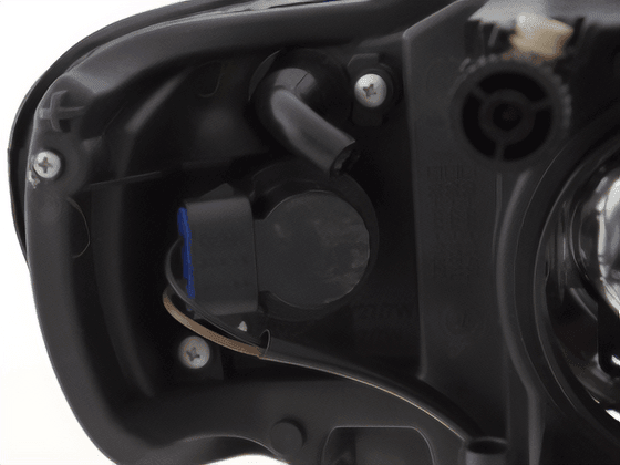 BMW E53 X5 black OE+ Angel Eye headlights by K2 Industries, for 2000-2003 model, featuring sleek design and daytime running lights.
