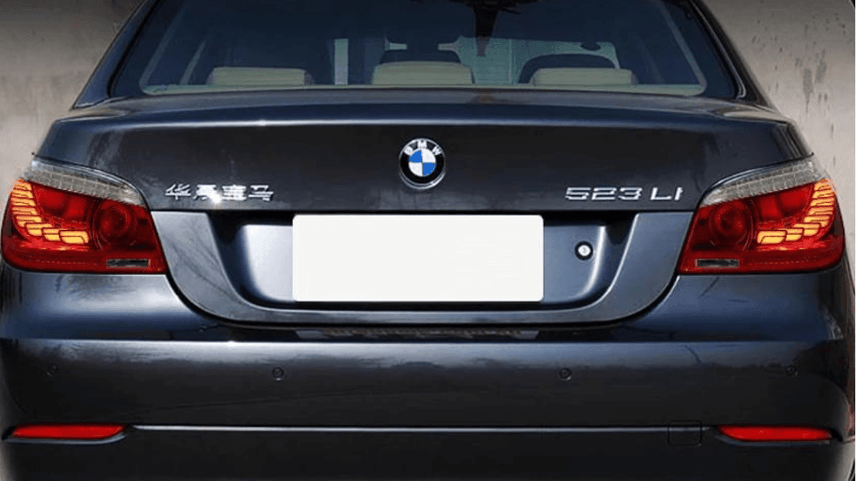 BMW E60 5 Series GTS Style LED tail lights by K2 Industries, rear view showing sleek, modern lighting design for 2004-2010 models.
