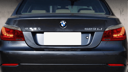 BMW E60 5 Series GTS Style LED tail lights by K2 Industries, rear view showing sleek, modern lighting design for 2004-2010 models.