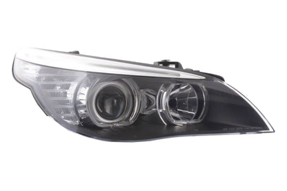 BMW E60 E61 5-Series LED Headlights with OE+ Angel Eyes by K2 Industries, showcasing sleek automotive lighting for 2003-2006 models.